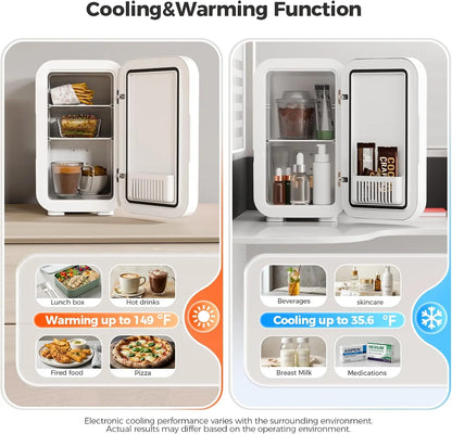 Mini Fridge, 6 Liter/8 Can 110V AC/DC Portable Thermoelectric Cooler Refrigerators for Bedroom