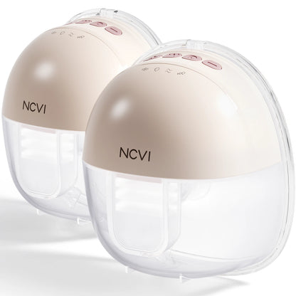 NCVI 2Pcs Pink Wearable Breast Pump Hands-Free 4 Modes 9 Levels Adjustable Suction LCD Display Low Noise 180min Battery 19-24mm Flanges BPA-Free Leakproof