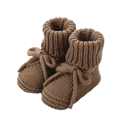 Baby Shoes Knitted Infant Child Bed Footwear 0-12M Cute Turn-down Breathable Newborn Boys Girls Walk Boots Fashion Solid Bandage