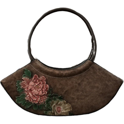 Retro genuine leather women's bag single-shoulder crossbody bags versatile handbag ins package 2025 new style fashion bag