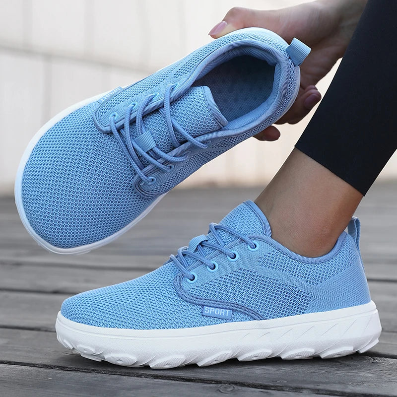 Men's and Women's Barefoot Shoes Wide Version Simple Platform Walking Sneaker Lace Up Outdoor Lightweight Casual Running Shoes