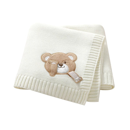 90*70cm Baby Receive Blankets Knitted Comfort Portable All Seasons Newborn Boys Girls Monthly Swaddle Wrap Cuddle Quilt Cellular