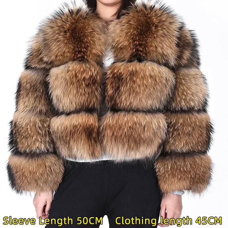 2026 Maomaokong Super Hot Winter Women Luxury Thick Real Raccoon Fur Coat Natural Fox Fur Jacket Plus Size Jackets Female Vest