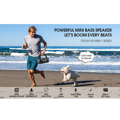 W-KING D8mini-1 Bluetooth Speaker, 30W Portable Wireless Loud Speakers, IPX6 Waterproof Outdoor Speaker, 24H Playtime, EQ, AUX, TF Card
