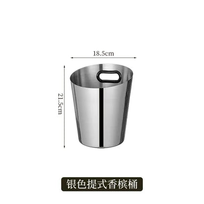 European Stainless Steel Ice Bucket Beer Red Wine Juice Drink Cooler Bar Family Party Champagne Ice Bucket Bar Wine Accessories