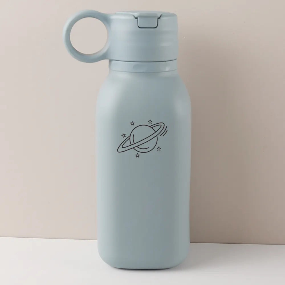 450ML Custom Name Silicone Straw Cup, Personalized Cartoon Pattern Water Bottle, Leakproof Sports Water Bottle for Kids Adults