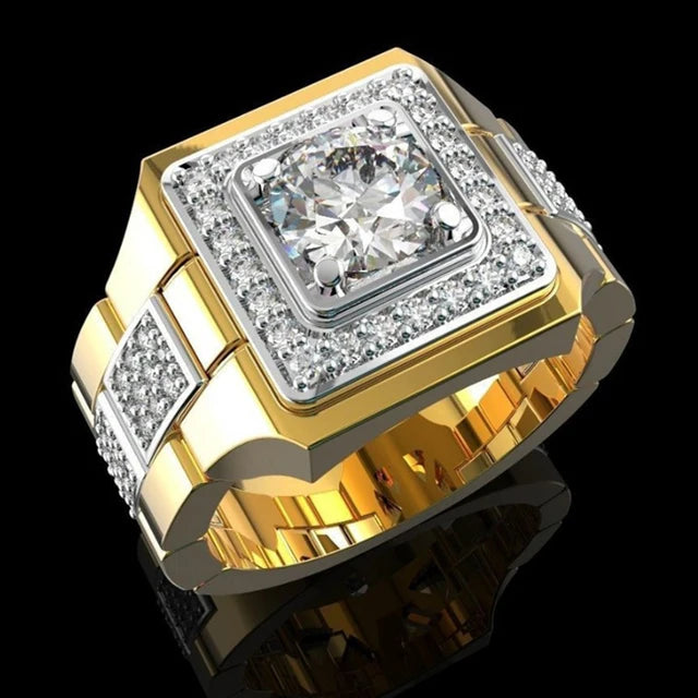 European and American Trendy Inlaid Crystal Women Men's Rings Banquet Fashion Business Ring Jewelry