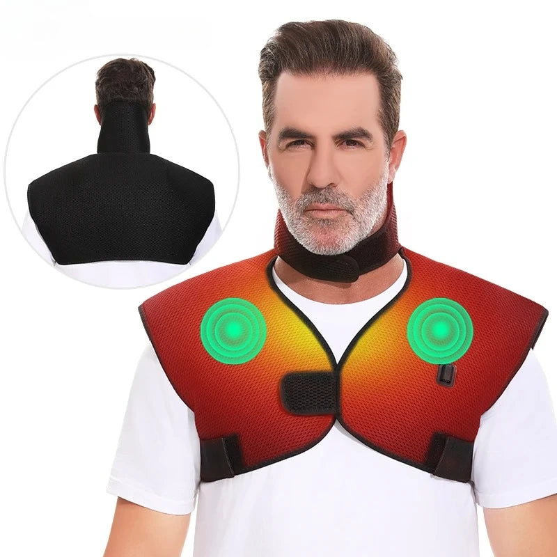 Electric Massage Wrap Neck Shoulder Back Pain Relief Heating Shawl Shoulder Vibration Massager Cold Weather Body Warmer Vest