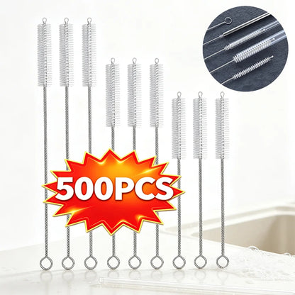 500-1Pcs Drinking Straw Cleaning Brush Reusable Pipe Cleaner Nylon Stainless Steel Straw Cleaning Brush for Baby Cup Bottles