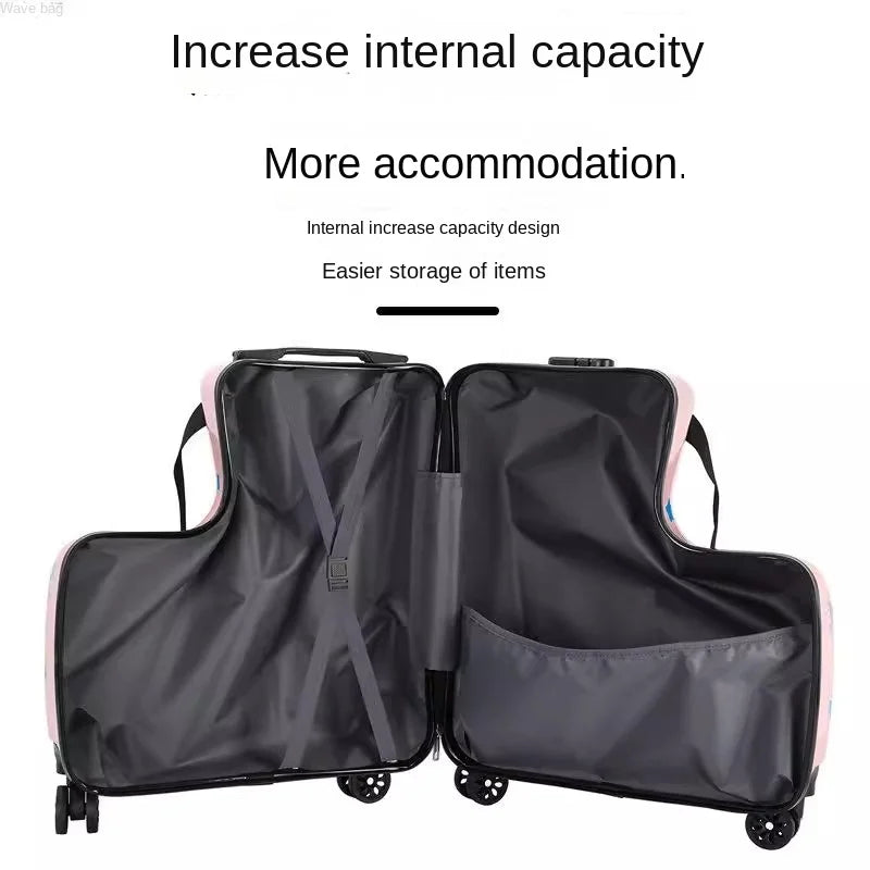 Children can Ride Suitcase Trolley Case can sit on the Wooden Horse Suitcase 20 inch can Boarding Universal Wheel Password Box