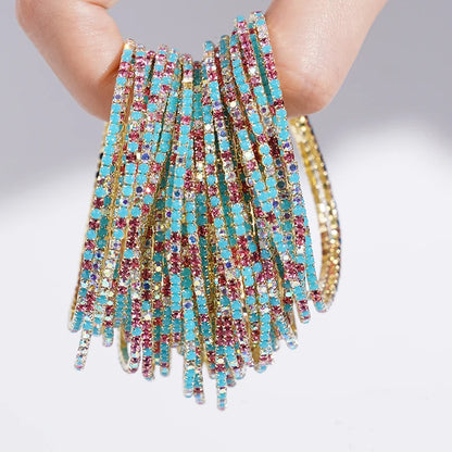 5pcs Fashion Colorful Acrylic Crystal Rhinestone Elastic Bracelet for