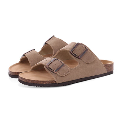 Comwarm Classic Cork Sandals For Women Men Fashion Soft Thick Sole Cork Slippers Summer Beach Sandals Home Open Toe Flat Sandals