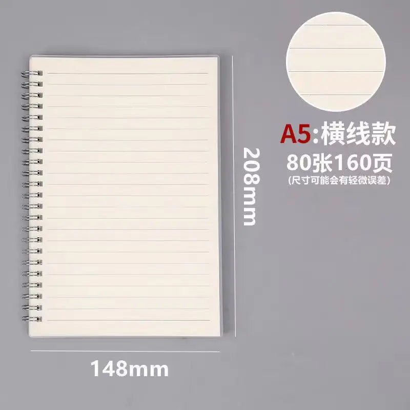 Transparent A5 Spiral Notebook, Lined & Grid Inner Pages, Journal Notepad