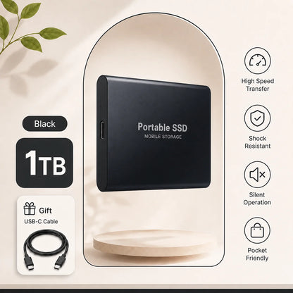 1TB 2TB Shockproof Portable External Hard Drive USB3.2 Type-C SSD Plug Play Hard Disk  For Laptop Mac