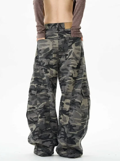 2025 Trashy Y2K Streetwear Camouflage Baggy Cargo Jeans Pants For Women 90S Vintage Clothing Wide Leg Underwear Lady Trousers