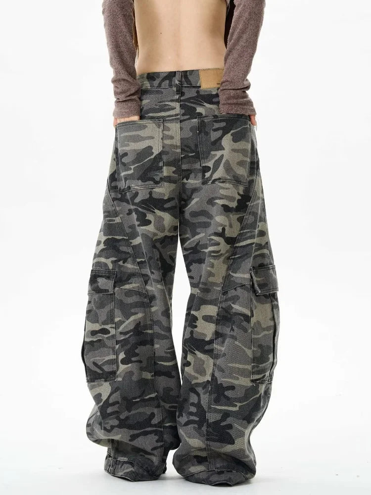 2025 Trashy Y2K Streetwear Camouflage Baggy Cargo Jeans Pants For Women 90S Vintage Clothing Wide Leg Underwear Lady Trousers