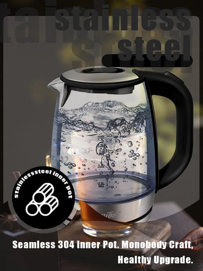 Sonifer 1.7L Glass Electric Kettle SF-2079, 2200W Fast Boil, Cordless, Blue LED Light, Auto Shut-Off, Dry Boil Protection