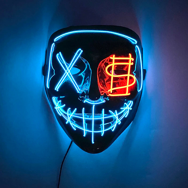 1 pcs Attractive Neon EL Wire Mask  More Colors For Choice Luminous LED Purge Mask Adult Cosplay Prop For Night Glow In The Dark
