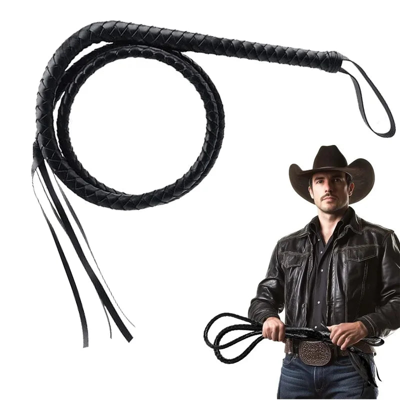 Unisex Universal 70" Faux Leather Cowboy Whip Vintage Ringmaster Whip Costume Accessory Halloween Party Prop Role Play Gift