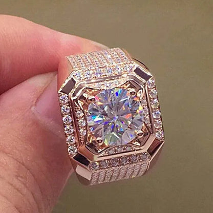 European and American Trendy Inlaid Crystal Women Men's Rings Banquet Fashion Business Ring Jewelry