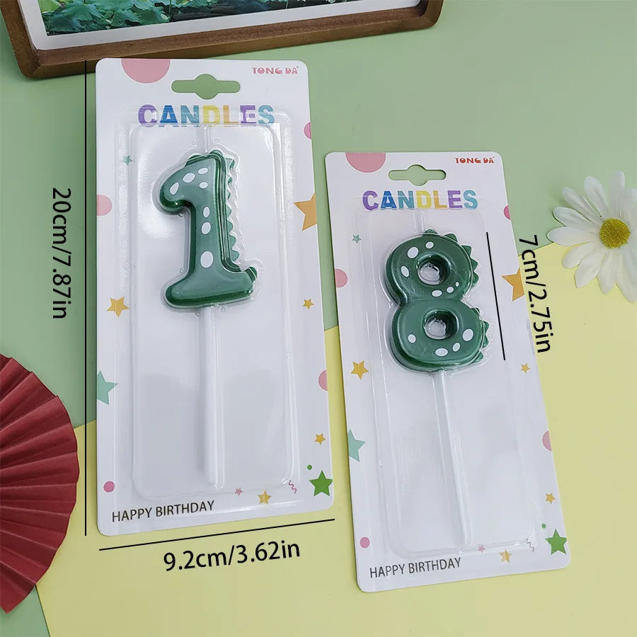 New Green Dinosaur Candle Point Pencil Candles Combination Set 0-9 Number Birthday Candles Party Anniversary Cake Decoration