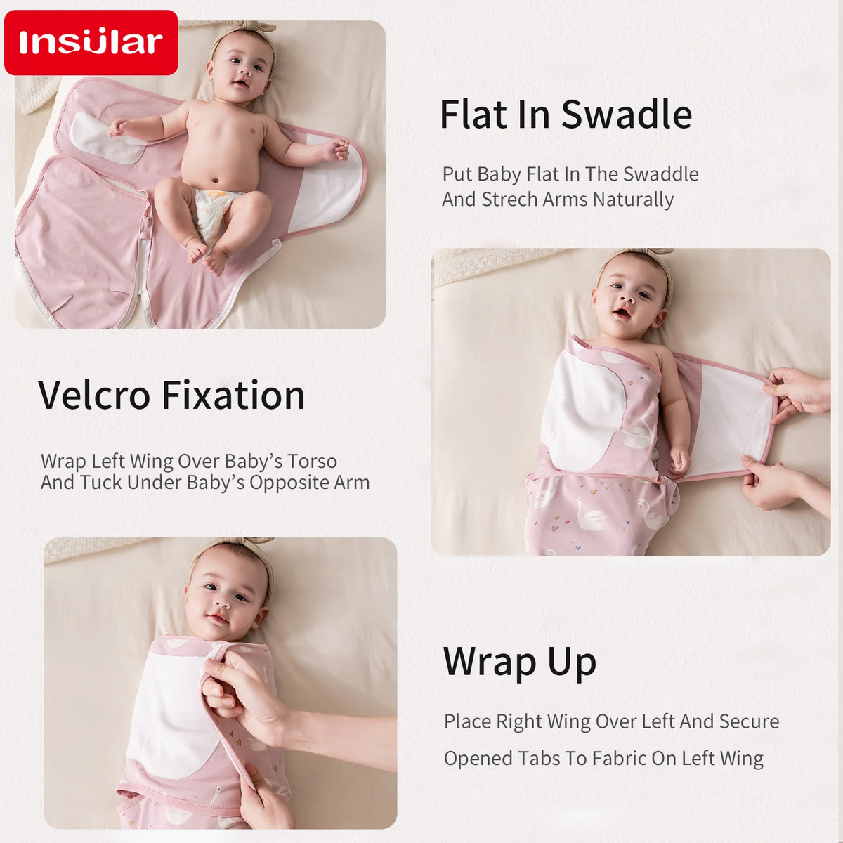 INSULAR Baby Cotton Swaddling Cloth With Caps Envelope Type Newborn Cartoon Envelope Anti-Startle Adjustable Bedding Item
