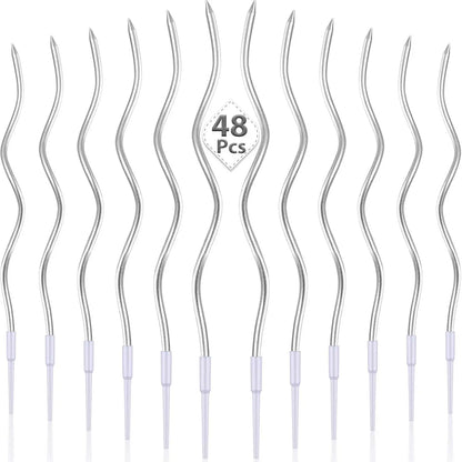 6/12/48pcs Birthday Candles Spiral Cake Candles  Long Thin Cake Candles For Wedding Party And Cake Decoration
