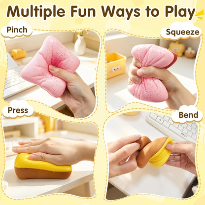 Toast Squishy Toy Slow Rising Bread Squeeze Fidget Toy Soft Stress Relief Decompression Toy Anxiety Relief Gift for Kids Adults