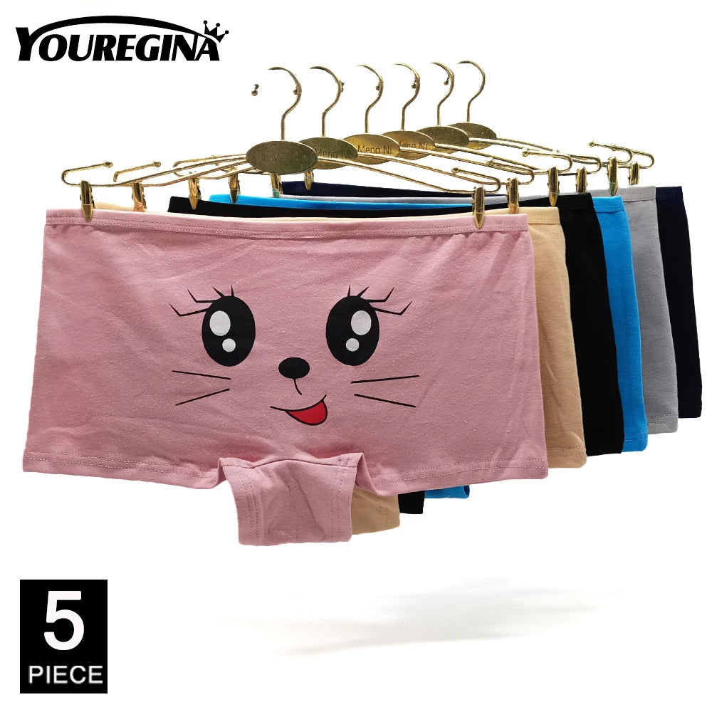 Women Underwear Cotton Women Panties Solid Girls Boxers Shorts Boyshorts Knickers Ladies Seamless Lingerie M L XL 5 Pcs/Lot