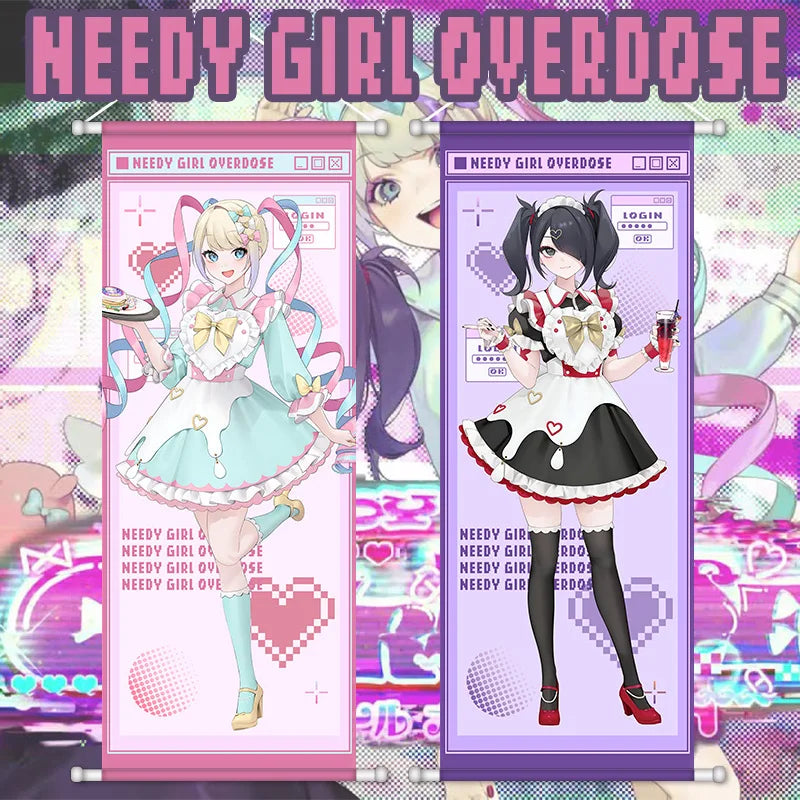 NEEDY GIRL OVERDOSE Anime Rain Scroll Canvas Wall Hanging Painting Home Decor Poster Wall Art Room Decoration Birthday Gift