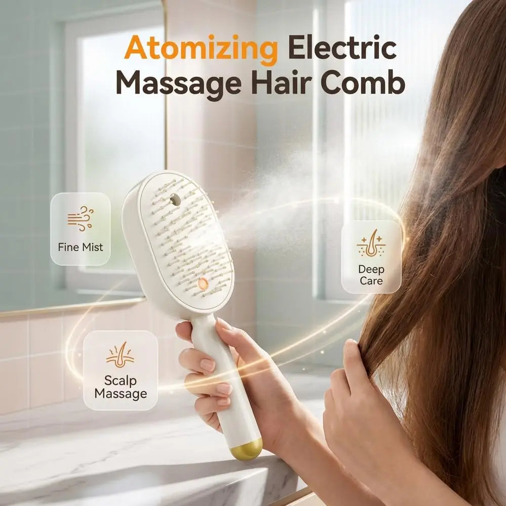 Electric Steam Brush, Rechargeable Detangling Steam Hair Straightener, Rechargeable Water Spray Hair Brush for Long Short Hairs