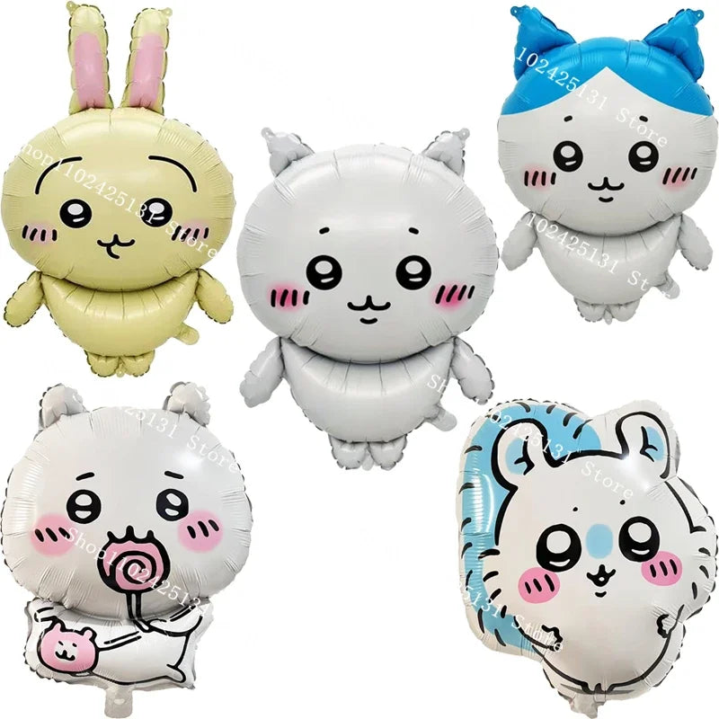 Chiikawa kawaii Happy Birthday Party Decorations Cute plate Banner Cake Topper Flag Balloons Disposable tableware Decorations