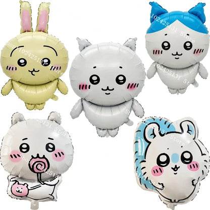 Chiikawa kawaii Happy Birthday Party Decorations Cute plate Banner Cake Topper Flag Balloons Disposable tableware Decorations