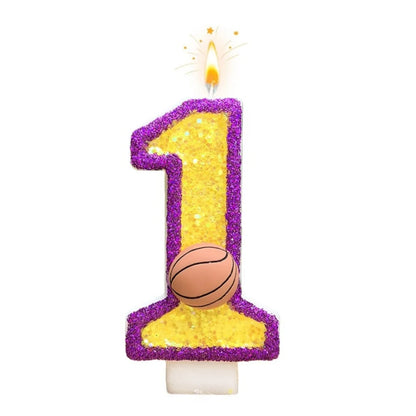 New 0-9 Number Birthday Candles Original Purple Edged Gold Basketball Birthday Cake Digital Party Anniversary Candle Decoration