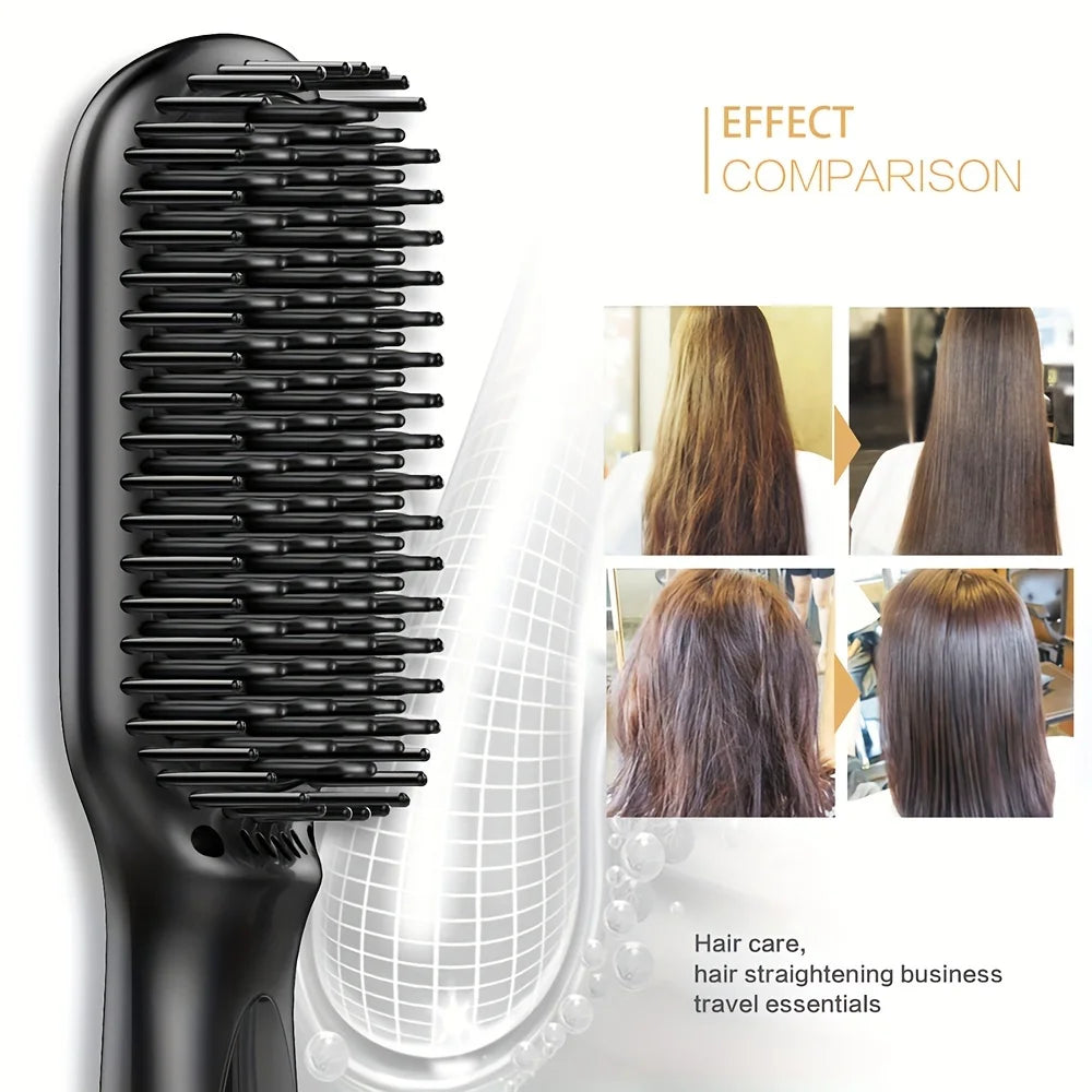 Ceramic Ionic Hair Straightener Brush Salon Fast Heating Hair Straightening Brush Anti-Scald Hair Beard Straightener Comb