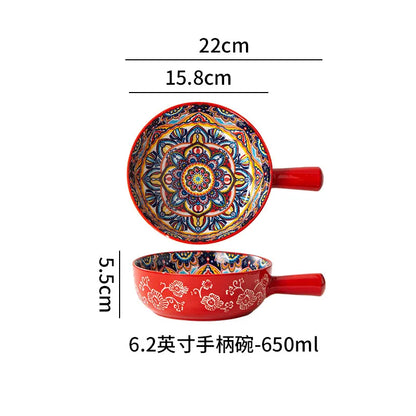 Ceramic Tableware Set Rice Bowl Serving Plate Creative Cutlery Soup Plate Noodle Handle Bowl Sauce Dish Steak Salad Fruit Plate