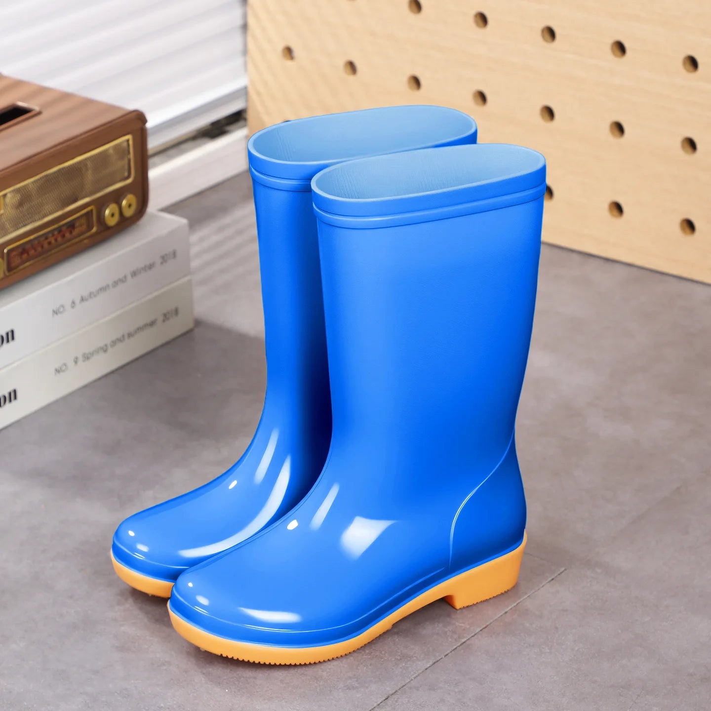 Comemore Rainboots Women High Long Boots Non-slip Waterproof Shoes 2023 New Rain Boots Fashion Print Women's Mid Calf Galoshes