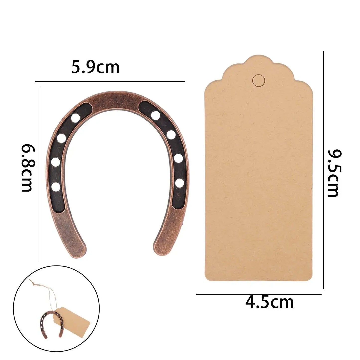 1/10PCS Lucky Horseshoe Ornament Mini Retro DIY Decor Horseshoe with Blank Card Birthday Valentine's Day Gift Creative Pendant