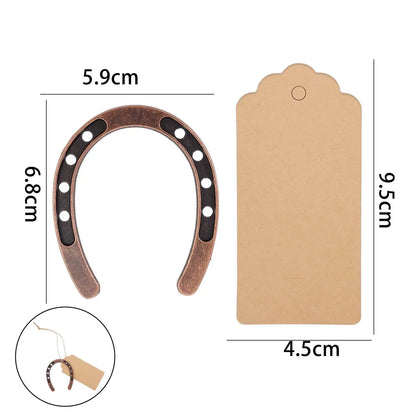 1/10PCS Lucky Horseshoe Ornament Mini Retro DIY Decor Horseshoe with Blank Card Birthday Valentine's Day Gift Creative Pendant