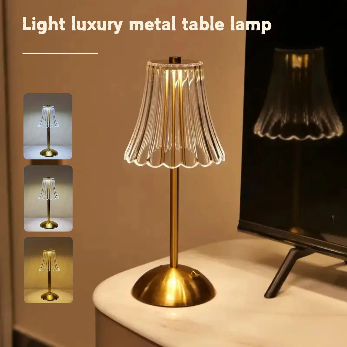 Vintage Crystal LED Desk Lamp, USB Charging, Suitable for Bedrooms and Living Rooms, Easily Creating a Warm Atmosphere