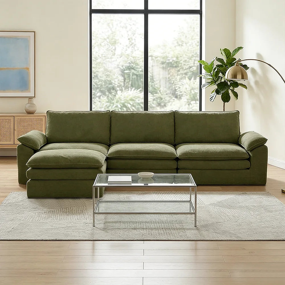Modern Cloud Modular Sofa Set, Soft Thick Memory Foam, Frameless Couch with Pillows, Easy Assembly for Living Room Bedroom