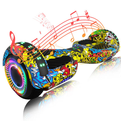 SIMATE P6 Hoverboard, 6.5" Self Balancing Scooter, All Terrain Hover Boards with Bluetooth, APP Control and LED Lights for Kids Adults