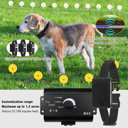HT-023 Dog Electric Fence Shock Training Collar Electronic Pet Fencing System Adjustable Control Range Wired Containment System