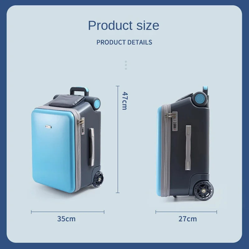 Children Travel Suitcase with Seat Design Kids Trolley Case Multifunctional Stroller Suitcase Can Sit and Ride Carry on Luggage