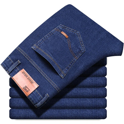 Men's Slim Fit Stretch Jeans | Classic Business Casual Denim | Black & Blue