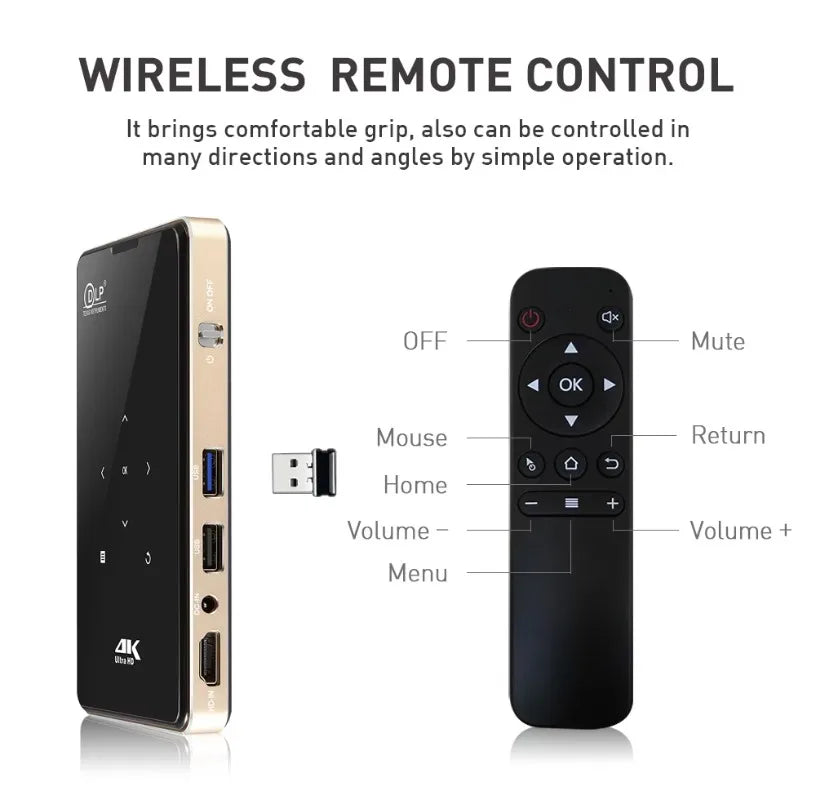 P09 4k high definition projector portable Android 9.0 16GB ROM Home Education Light Emitting Diode