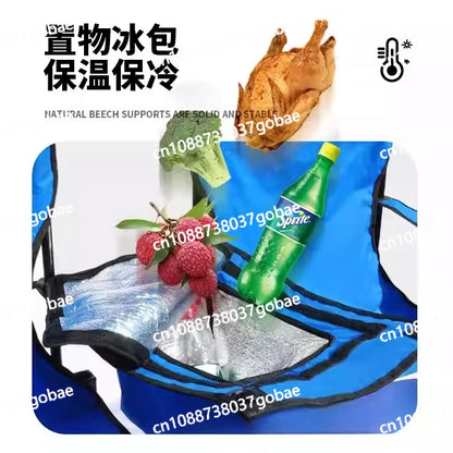 Double-seater moon chair with umbrella and small partition, outdoor folding chair, suitable for fishing and camping