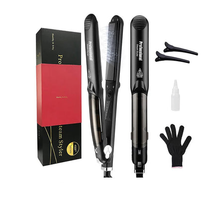 Hair Steam Straightener Ceramic Steam Flat Iron Vapor Plate Wet Dry Hair Iron Steamer Styling Tool Hair Styling Accessories