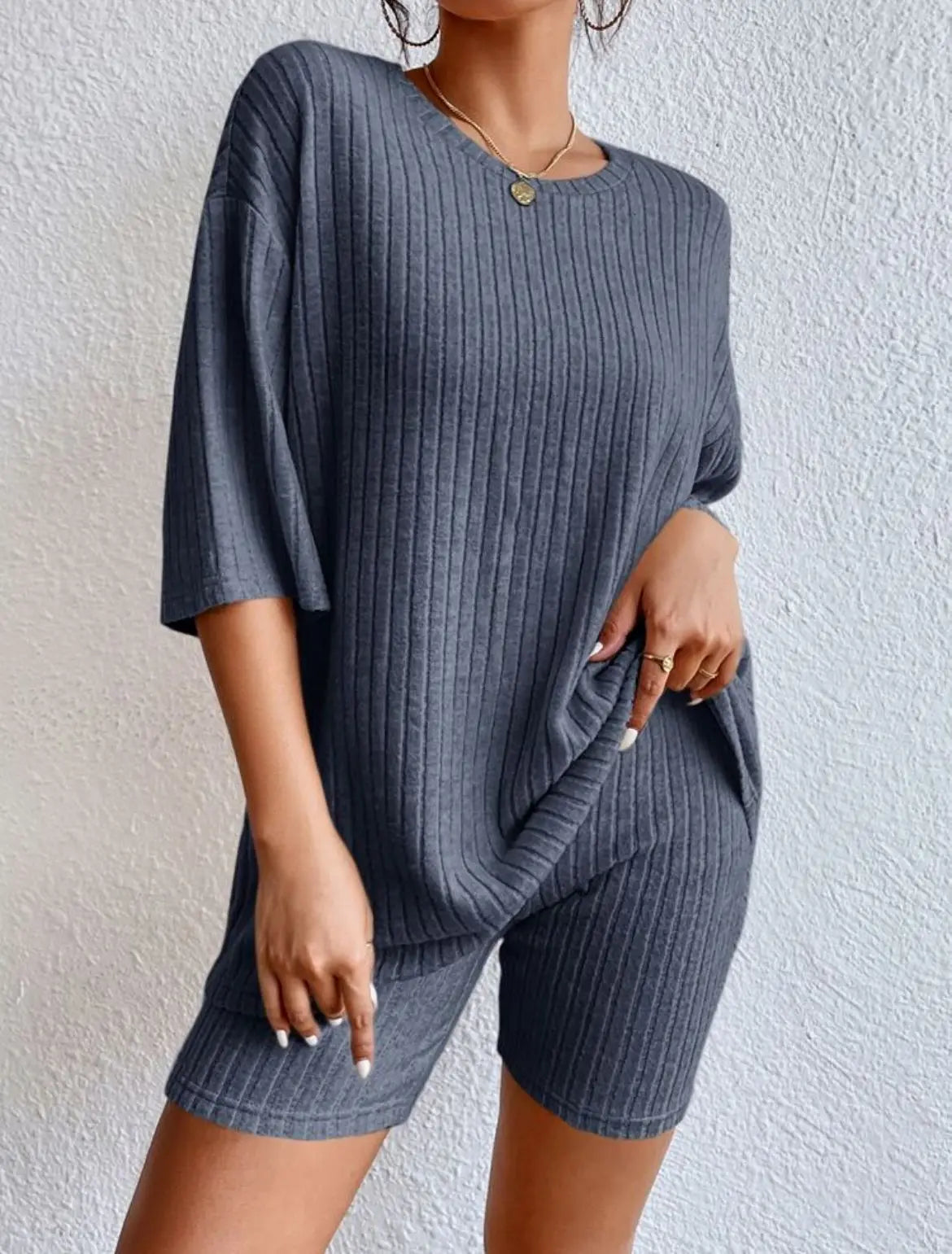 Spring Summer Short Sleeve T Shirt Short Pants Two Piece Set Women Casual Loose O Neck Top High Waist Tracksuit Female Outfits