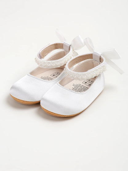 Infant Baby Girls Mary Jane Flats Bow Non-Slip Soft Sole Princess Toddler First Walkers Sneaker Wedding Dress Dancing Shoes